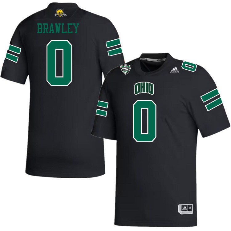 Ohio Bobcats #0 Austin Brawley College Football Jerseys Stitched-Black